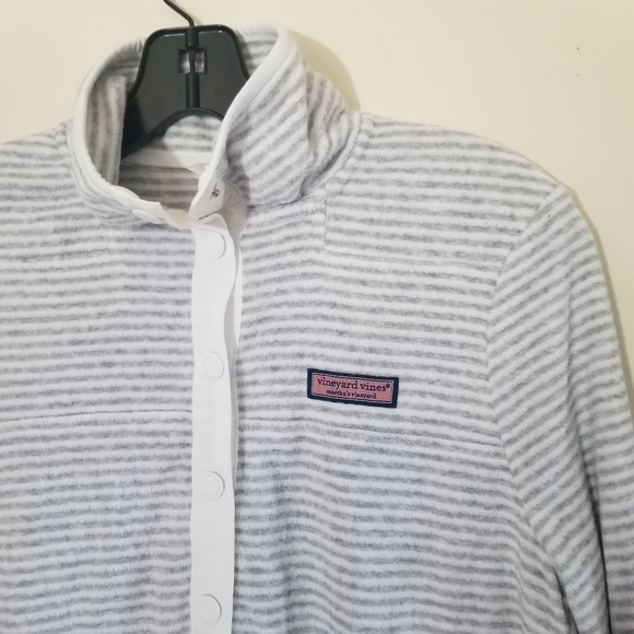 NWT Vineyard Vines Snap Shep Shirt Grey White Stripe Terry Towel Size XXS - Picture 4 of 7